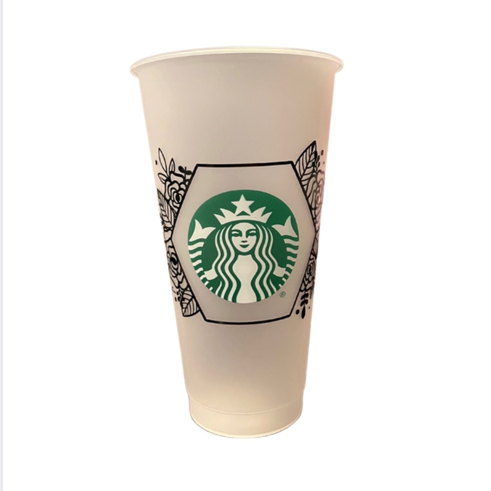 Customizable Geometric Floral Starbucks Cold Cup